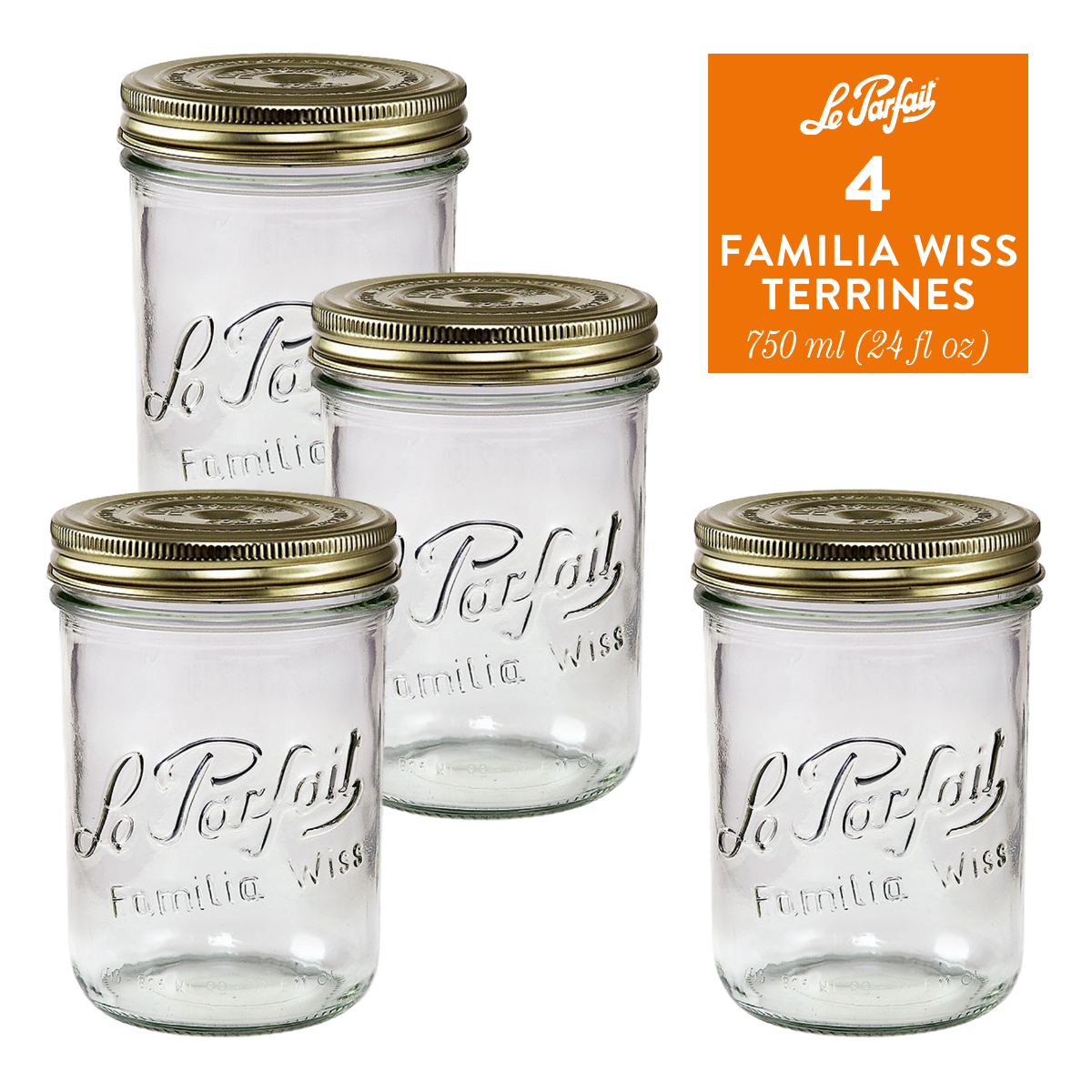 Le Parfait Familia Wiss Terrines - Glass Jars with 2-Piece Lids for Use with ChouAmi