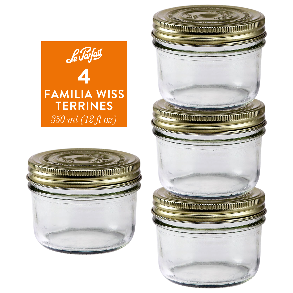 Le Parfait Familia Wiss Terrines - Glass Jars with 2-Piece Lids for Use with ChouAmi