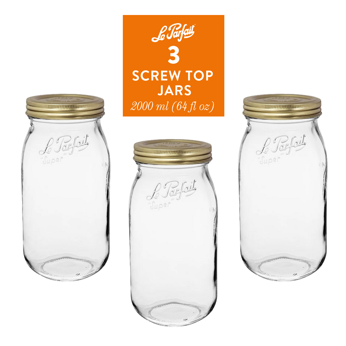Le Parfait Screw Top Glass Jars for Use with ChouAmi