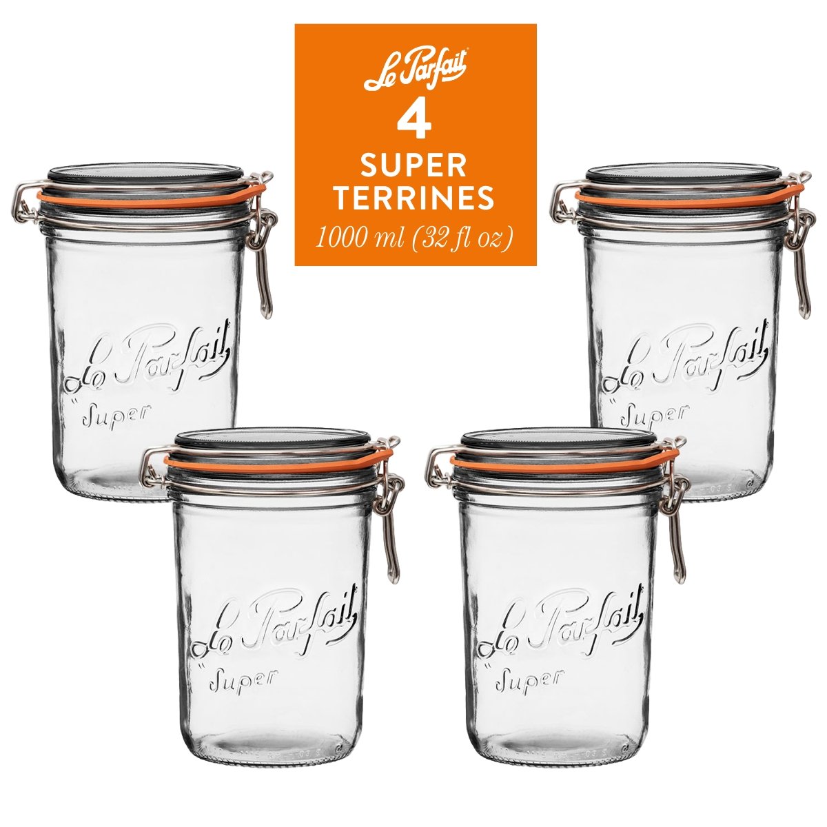 Le Parfait Flip Top Glass Jars for Storage and Gifting