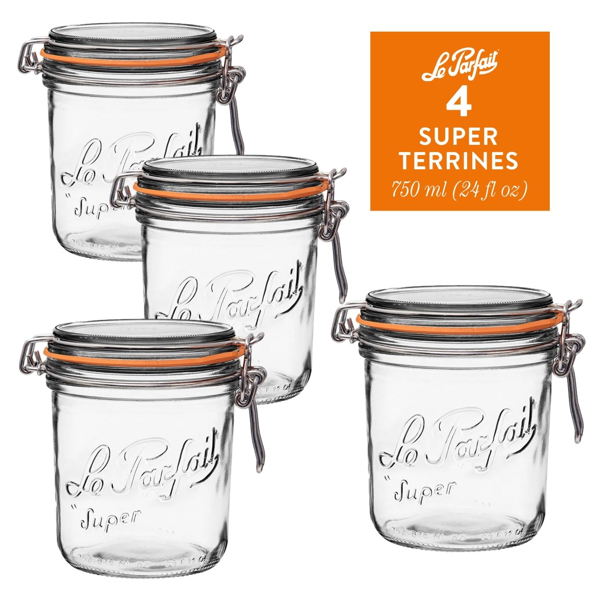 Le Parfait Flip Top Glass Jars for Storage and Gifting