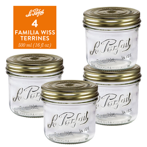Le Parfait Familia Wiss Terrines - Glass Jars with 2-Piece Lids for Use with ChouAmi